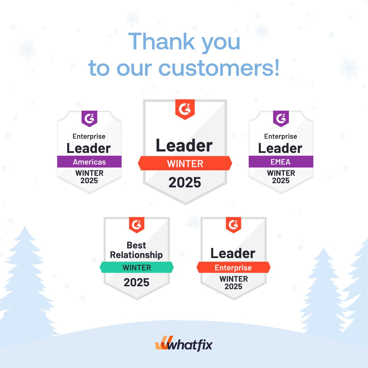 ❄️🎄 The holiday season shines even brighter thanks to our customers! We're thrilled to share that their feedback has helped us earn 22 new G2 Winter Badges, including recognition as a Leader in DAP, Best Relationship in Customer Self-Service, and Enterprise Leader in DAP. 🏅

A
