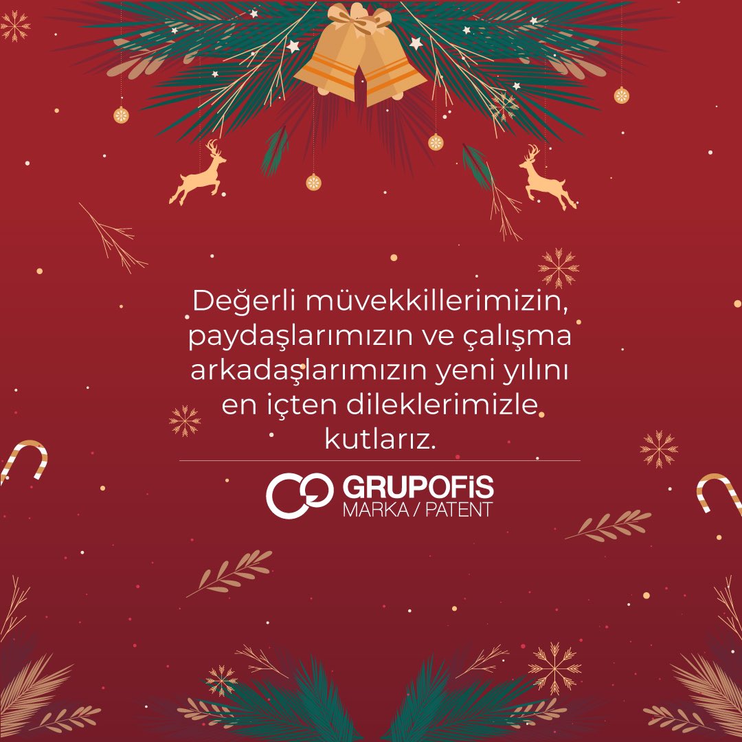 Değerli müvekkillerimizin, paydaşlarımızın ve çalışma arkadaşlarımızın yeni yılını en içten dileklerimizle kutlarız.

#grupofismarkapatent #yeniyıl2025