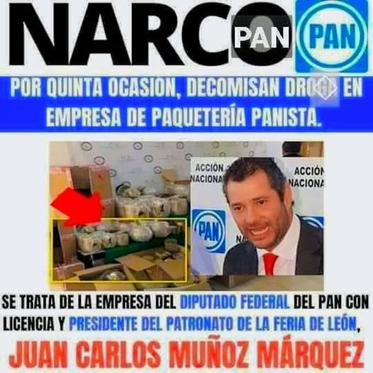 pepe33192139's tweet photo. #ULTIMOHORA León, Gto. La Fiscalía General de la República (FGR) aseguró 51 kilos de mariguana al interior de la empresa de paquetería Castores, propiedad del diputado federal del PAN con licencia y presidente del Patronato de la Feria de León, Juan Carlos Muñoz Márquez.😭 https://t.co/64NteovnSP