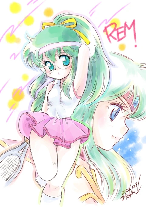 2024ラスト絵は麗夢で!メガネとテニスウエアがめっちゃ可愛かったので!!来年もよろしくお願いいたします～#毎日美少女パラダイス 