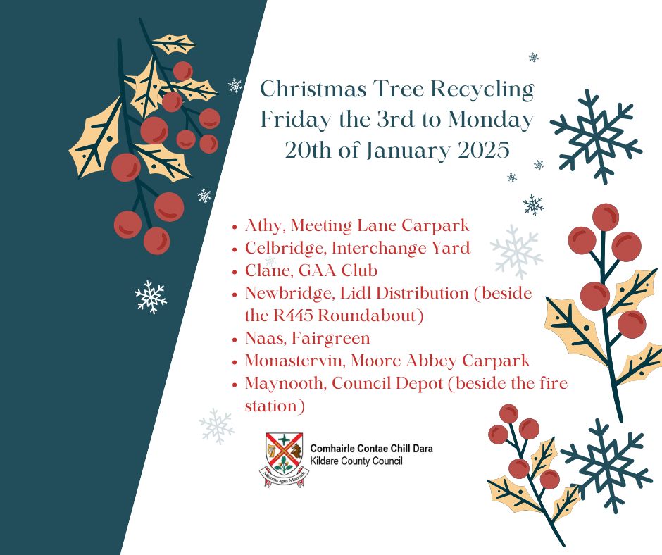 Newbridge Tidy Towns Association #DroicheadNua (@ttnewbridge) on Twitter photo The first few natural grown #ChristmasTrees left for #Recycling in #Newbridge
Thanks to <a href="/KildareCoCo/">Kildare County Council</a> who are again providing a recycling service for the community.
The recycling facility is available from the 3rd January to Monday 20th of January 2025.
Lets aim for #ZeroWaste The first few natural grown #ChristmasTrees left for #Recycling in #Newbridge
Thanks to <a href="/KildareCoCo/">Kildare County Council</a> who are again providing a recycling service for the community.
The recycling facility is available from the 3rd January to Monday 20th of January 2025.
Lets aim for #ZeroWaste