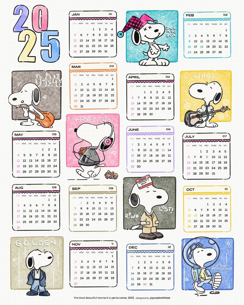 Purplewithtae_'s tweet image. BTS x SNOOPY : Calender 2025 !