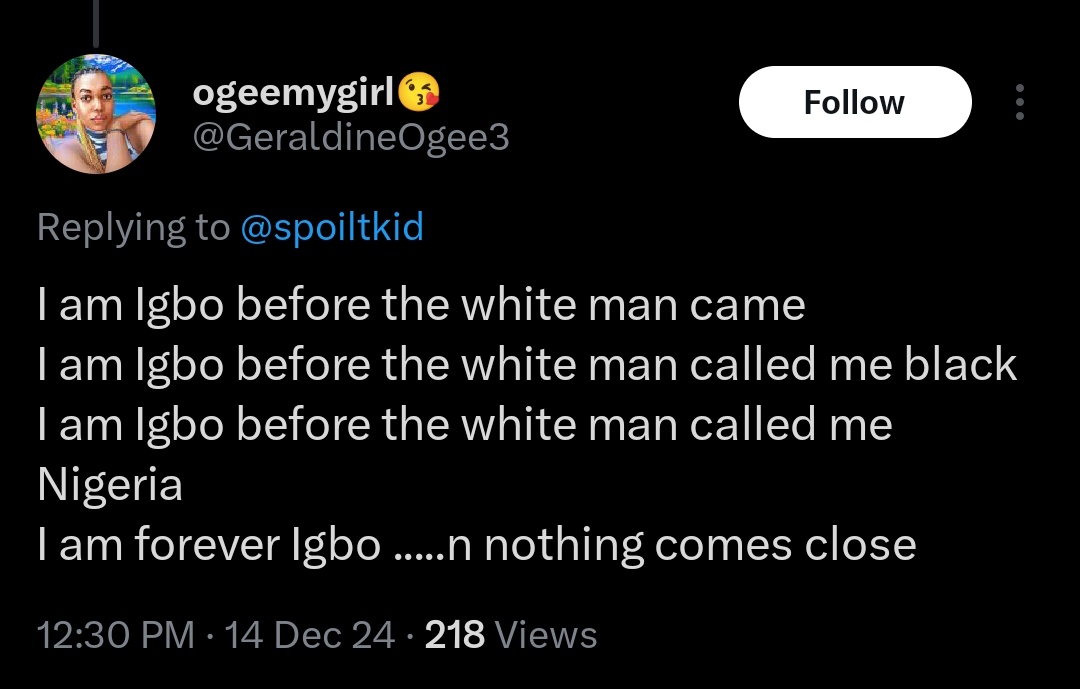 demolo7's tweet photo. @Chilex_Phd @instablog9ja She's is igbo and she doesn't support Tinubu. You goofed https://t.co/ncGmvRmnkD