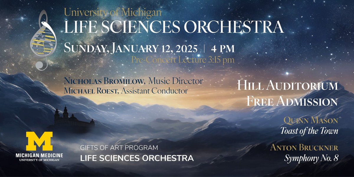 25 years ago, a group of amateur musicians from the #umich health &amp; science community got together to play a concert under the name Life Sciences Orchestra, and under the baton of a <a href="/umichsmtd/">U-M School of Music, Theatre & Dance</a> condutor.

On Jan. 12, we'll do it again! Please come: michiganmedicine.org/events/25th-an…