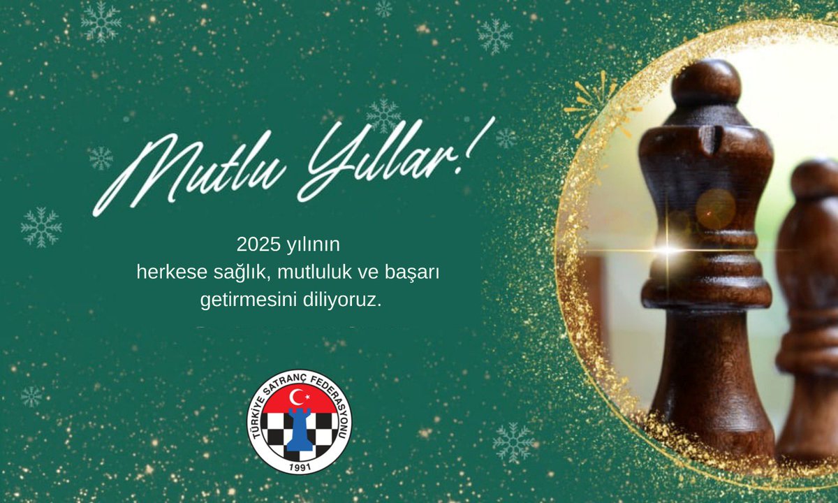 Yeni yılınızı kutluyor, sevdiklerinizle beraber sağlık, huzur, başarı ve satrançla dolu dolu geçen bir yıl diliyoruz.

Mutlu seneler!