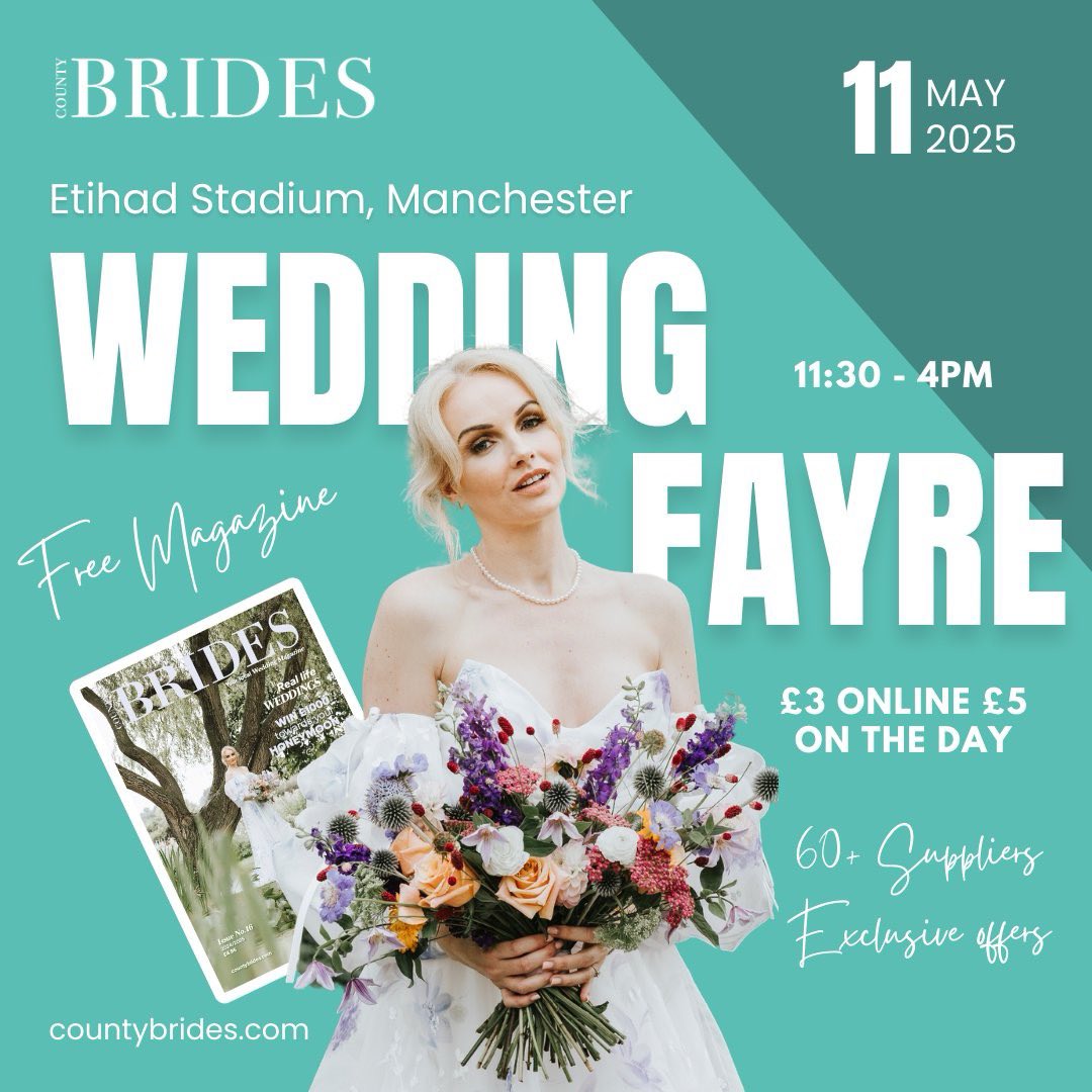 Join us on Sunday, May 11th, as we return to the Etihad Stadium for Manchester's biggest wedding fayre and a day packed with inspiration!

Book your tickets here: tinyurl.com/4p5j3evh

Explore a fantastic selection of local suppliers and creative experts!