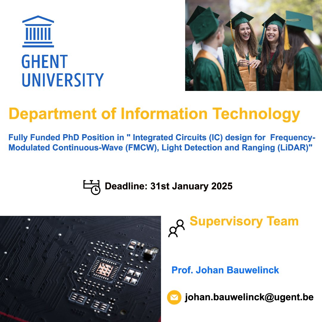 PhdScanner's tweet image. 🔃Fully Funded📢📢 #phdposition alert

✅ Passionate about  #integratedcircuits #InformationTechnology 📡

✅ Rare upto 4⃣ years fully funded #PhDposition within within the Department of of Information Technology @ugent

📌 This #Phdproject is on “Integrated Circuits (IC) design…