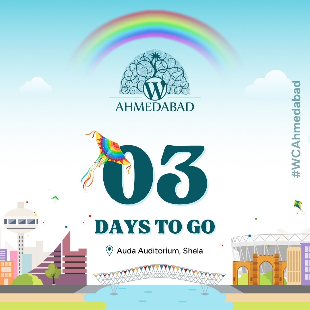 WCAhmedabad's tweet image. 🌟 The countdown begins! Only 3 days to go for WordCamp Ahmedabad 5.0! 🎉
Join us at AUDA Auditorium, Shela, for a day filled with learning, networking, and unforgettable experiences. Let’s make this WordCamp truly special! 🌈

📅 3rd and 4th January 2025

#WCAhmedabad #WordCamp