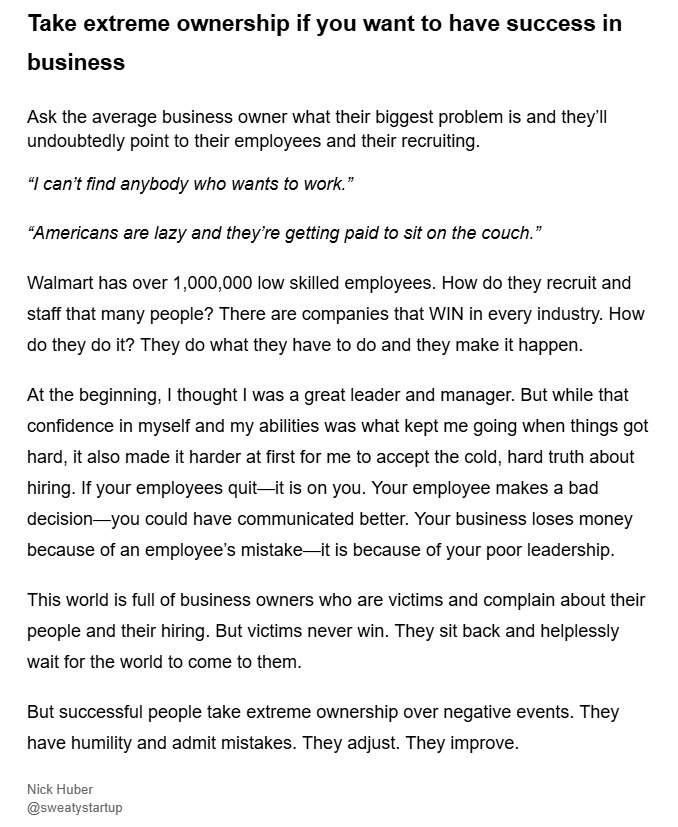 Take extreme ownership if you want to win: