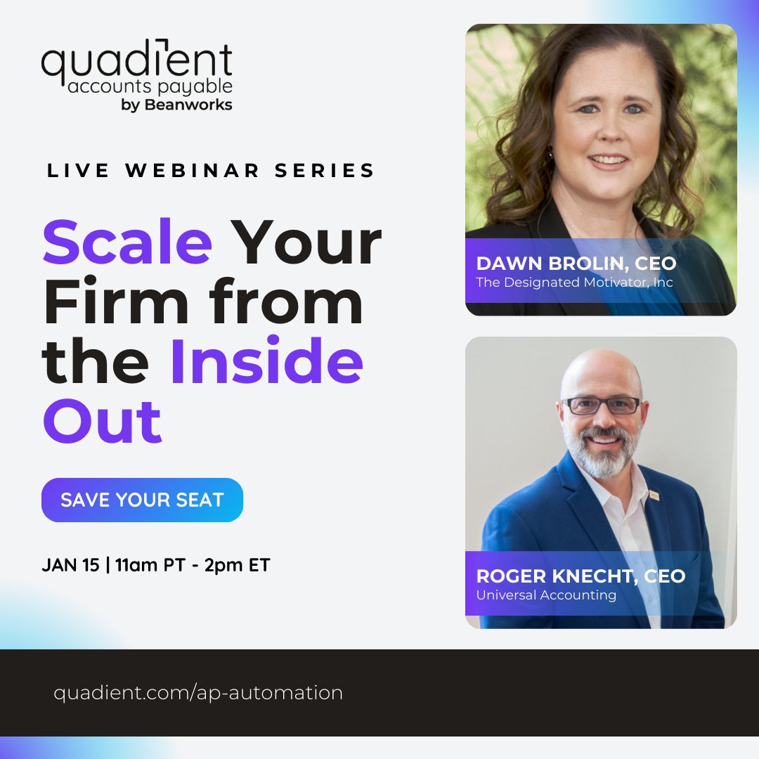 Don’t miss the final session of this series with Roger Knecht and me! Gain actionable strategies to streamline workflows, cut down on errors, and scale your services. Get ready for real-life examples and tips to take your firm to new heights! Let's go!

quadient.com/en/events/dawn…