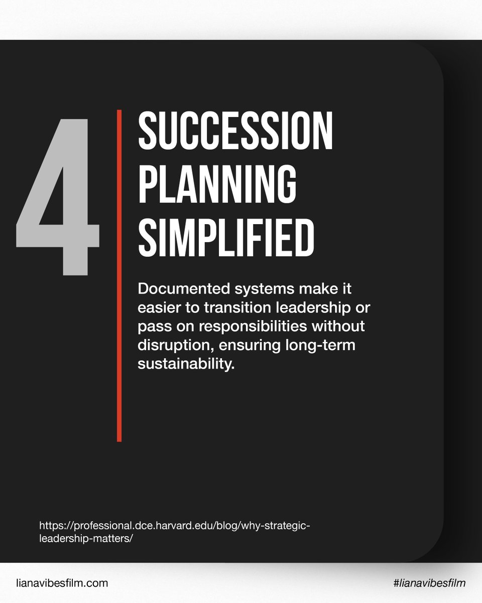 LianaVibesFilm's tweet image. 👇👇 The power of strong systems 
✅ Enable Consistency
🌱 Support Growth
⏳ Boost Efficiency
🗂️ Simplify Transitions
🚀 Empower Innovation

[4/5]

#SystemsAndProcesses #LongTermSuccess #EfficiencyTips