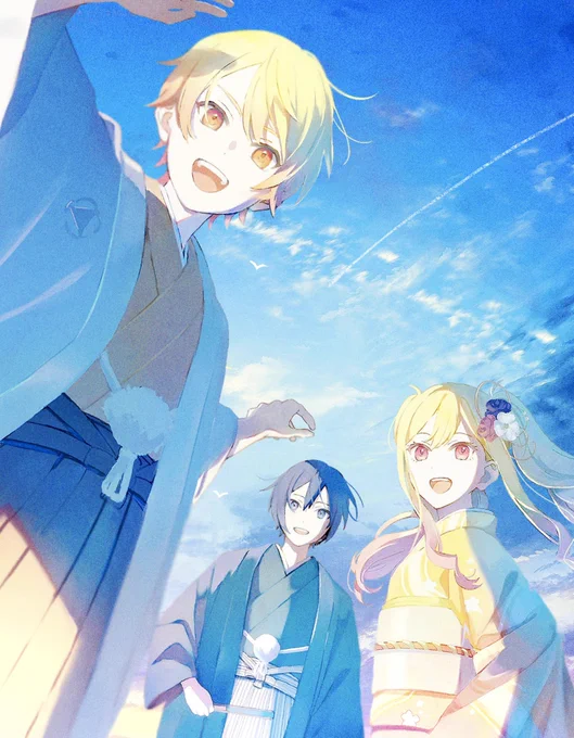 今年はプロセカイラストと共にあけましておめでとうございます天馬司、天馬咲希、KAITOの3人を楽しく描かせて頂きました!(画像はギュとしました) 