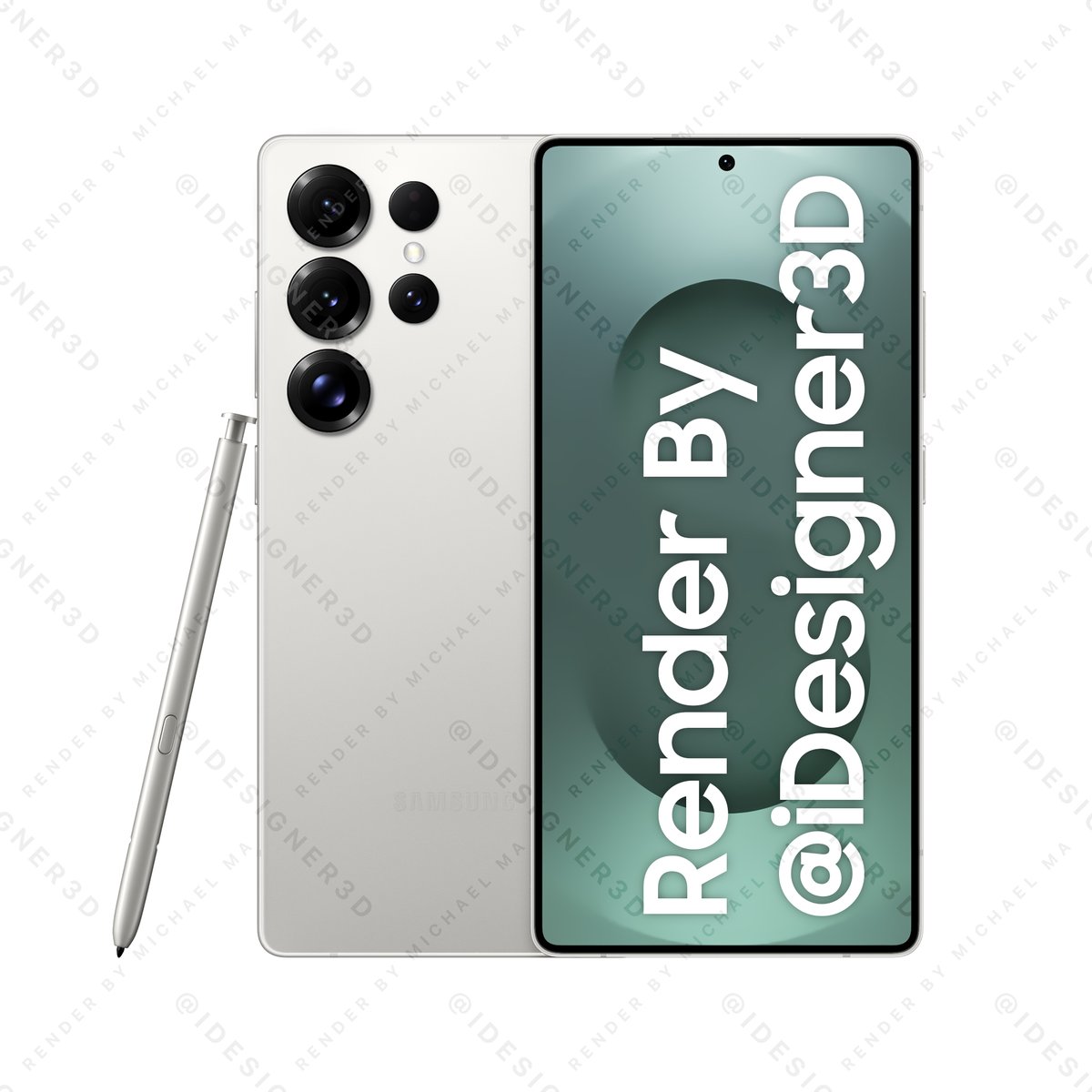 Galaxy S25 Ultra In Titanium White Silver. Original Render Created By Michael Ma (@iDesigner3D). 