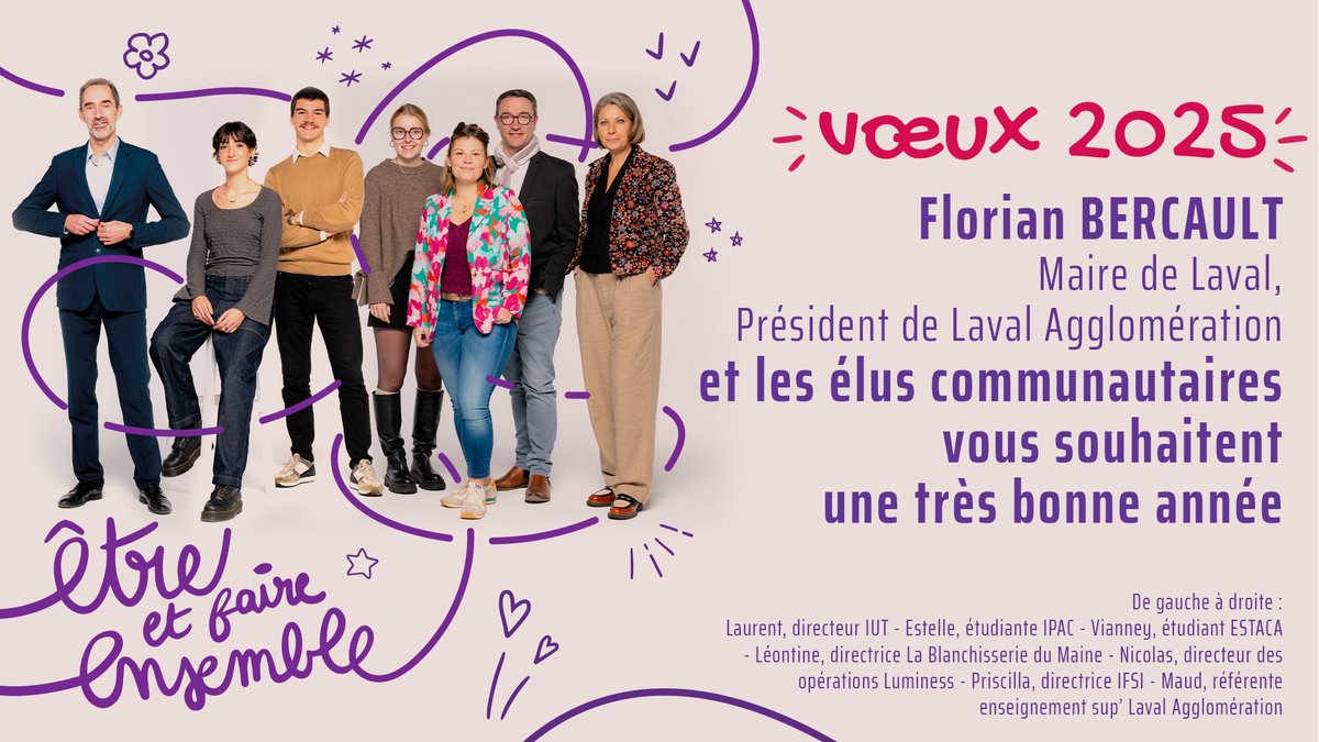 [VŒUX 2025] Florian Bercault, Maire de Laval et Président de Laval Agglomération et l'ensemble des élus communautaires vous souhaitent une belle année 2025.