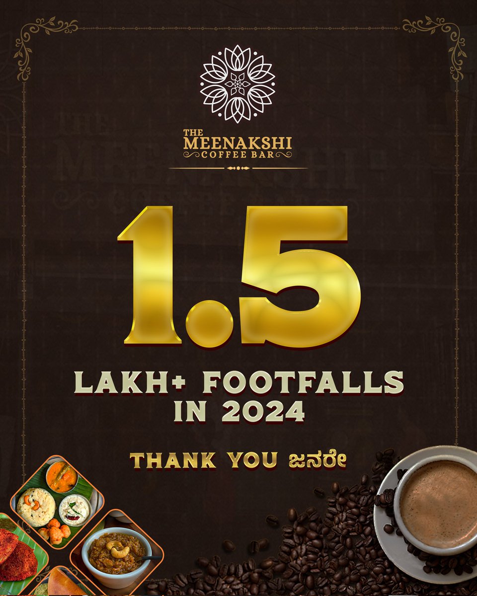 TheMCBofficial's tweet photo. As 2024 comes to a close, we at The Meenakshi Coffee Bar want to extend our heartfelt gratitude to each one of you. Your visits, smiles, and love for us have made this year truly special.

Here’s to many more flavorful Days and cherished memories in 2025!

Warm regards,
TMCB https://t.co/d9kO3m3dsm