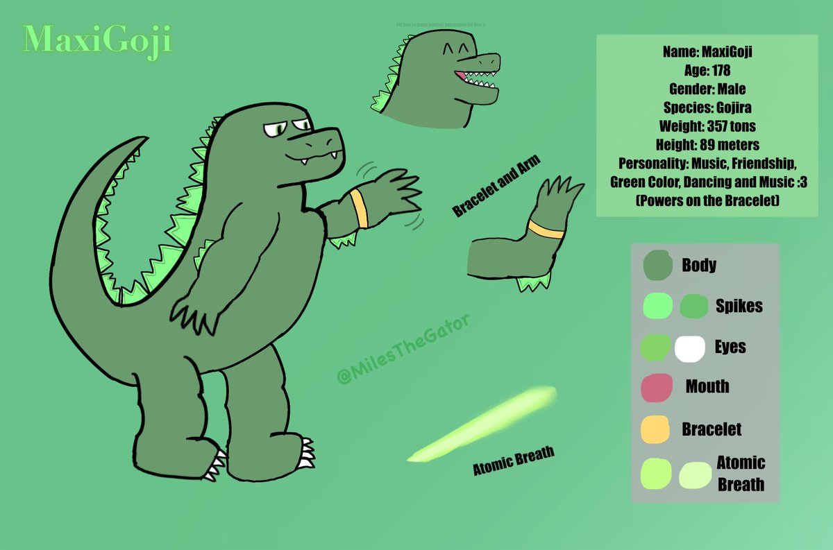 MaxiGoji's tweet image. Here are the Ref Sheet of my 2 OCs
1.-Miles 🐊
2.-MaxiGoji 🦖
Feel free to draw them or smth :3