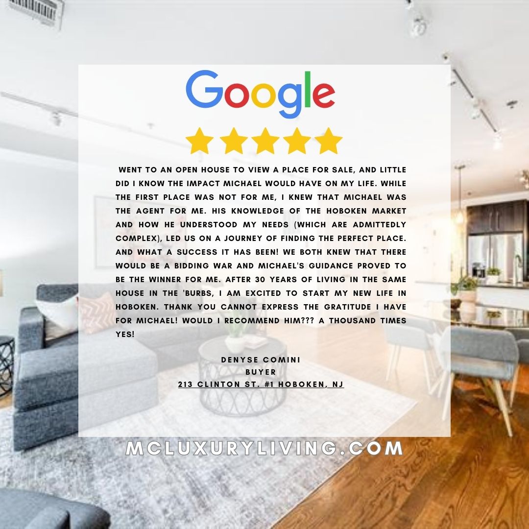 AgentMikeCheck's tweet image. ✨Another 5-Star Review for MC Luxury Living/Michael Check✨

💎213 Clinton St. #1, Hoboken, NJ💎

Thankful for my amazing client who made my job so enjoyable. Denyse, it was such a pleasure working with you. Thank you for such kind words and cheers to our success!