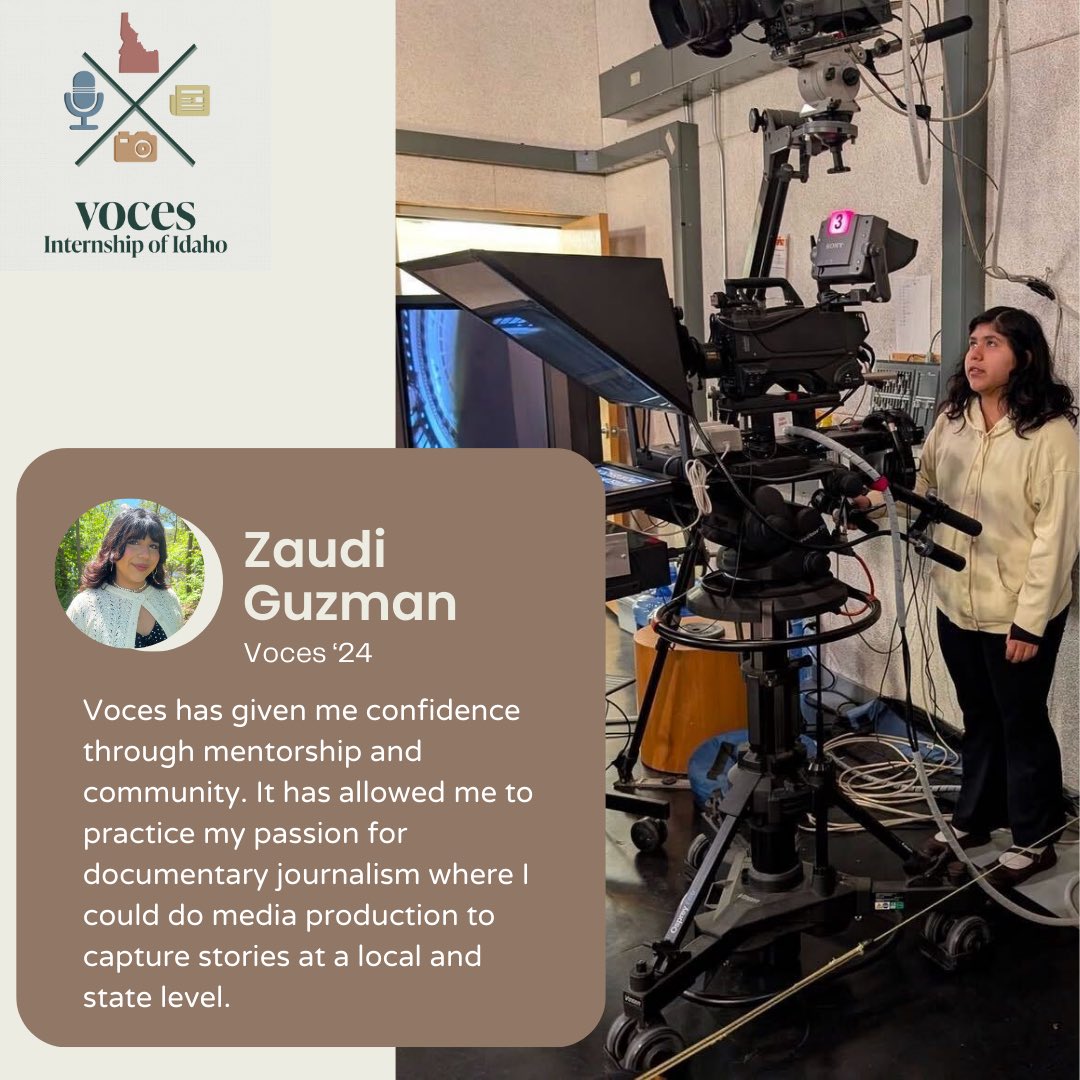 🚨Close out 2024 and kick-off 2025 by becoming a monthly Voces donor! Help us provide internship and career training for more of Idaho's future Latino journalists! 

🫵You helped support eight interns this year, such as <a href="/BoiseState/">Boise State University</a>’s Zaudi Guzman.