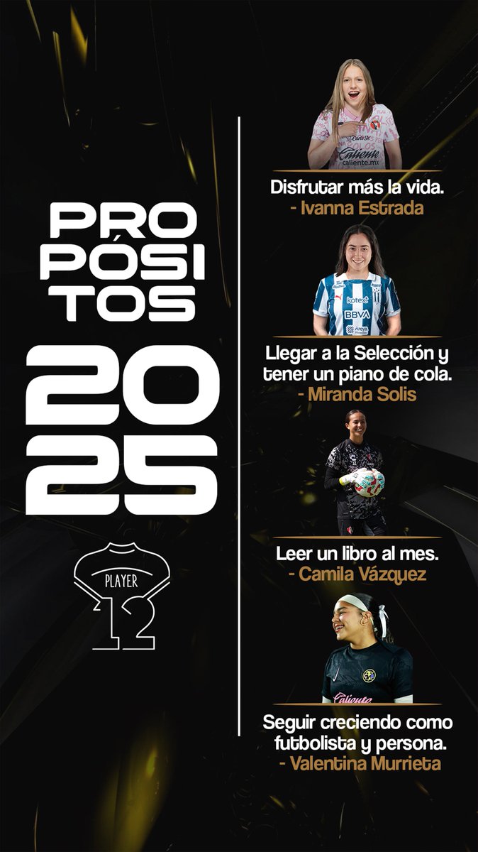 playerdocemx's tweet photo. ¡PROPÓSITOS 2025!🌟⚽️
Esta por comenzar un nuevo año y nuestras jugadoras nos compartieron algunos de sus objetivos de cara al 2025. 🤝🏻⚽️
¡Estamos seguros de que los cumplirán! 🤩
#BePlayerDoce #WomenSupportingWomen #2025 https://t.co/FghRE7aB7t