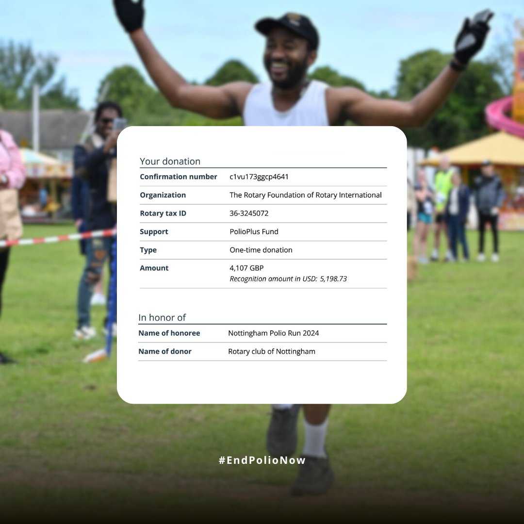 Clement Chinaza Owuamalam (@clementowums) on Twitter photo We have now donated £4,107 to <a href="/Rotary/">Rotary International</a> as proceeds from our #PolioRun fundraiser towards global Polio eradication. #EndPolioNow We have now donated £4,107 to <a href="/Rotary/">Rotary International</a> as proceeds from our #PolioRun fundraiser towards global Polio eradication. #EndPolioNow