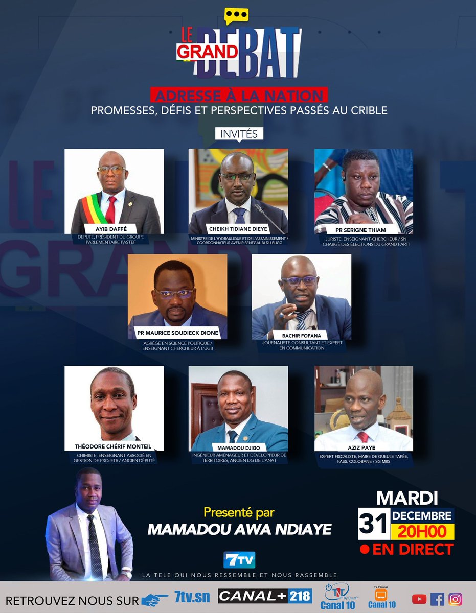 A suivre ce soir après l'adresse à la nation du Président de la République <a href="/PR_Diomaye/">Bassirou Diomaye Faye</a>