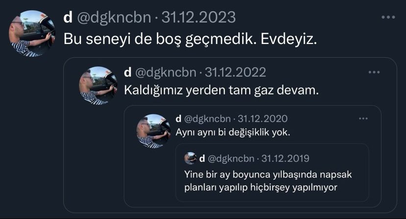 Değişen tek şey takvim yaprakları.