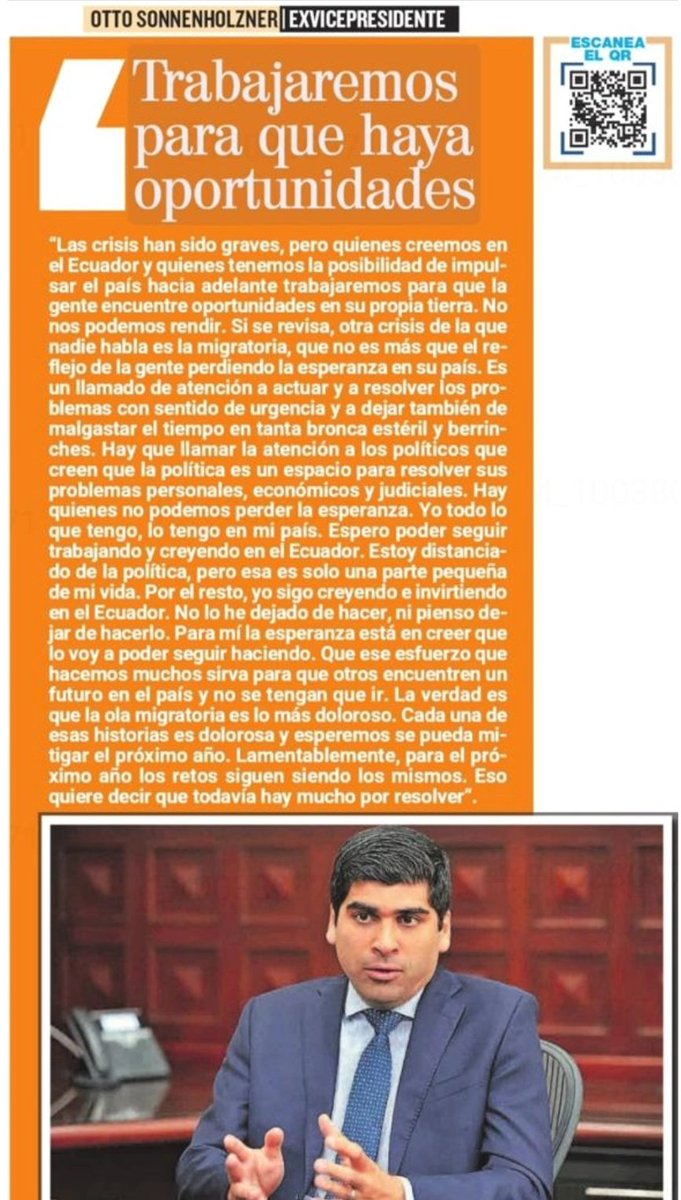 Mi esperanza está en que cada esfuerzo que hagamos sirva para que todos encontremos un futuro aquí, en nuestra propia tierra.

¡Debemos seguir creyendo en nuestro país! 🇪🇨

Un feliz 2025 para todos ✨