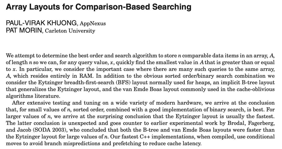 If you are serious about performance engineering, this paper is a must read .. 

Eytzinger layout based binary search with prefetching is used in TigetBeetle AFAIR and this enumeration has been used in a number of implementations of heaps, segment trees and binary tree data