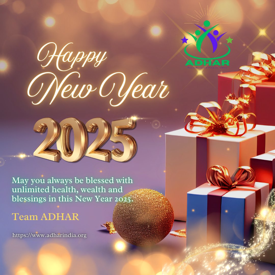 Team ADHAR wishing all its well wishers, supporters, donors, mentors, Volunteers and Community members a Happy, healthy and prosperous New Year 2025. <a href="/Umashankar14s/">Umashankar Sahu</a> <a href="/MehrunSiddique/">Mehrun Siddique</a> <a href="/adhar92/">ADHAR</a>