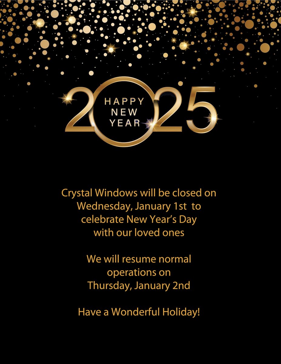 CrystalWindowCA's tweet image. Have a Happy New Year! 🎊

#CrystalWindows