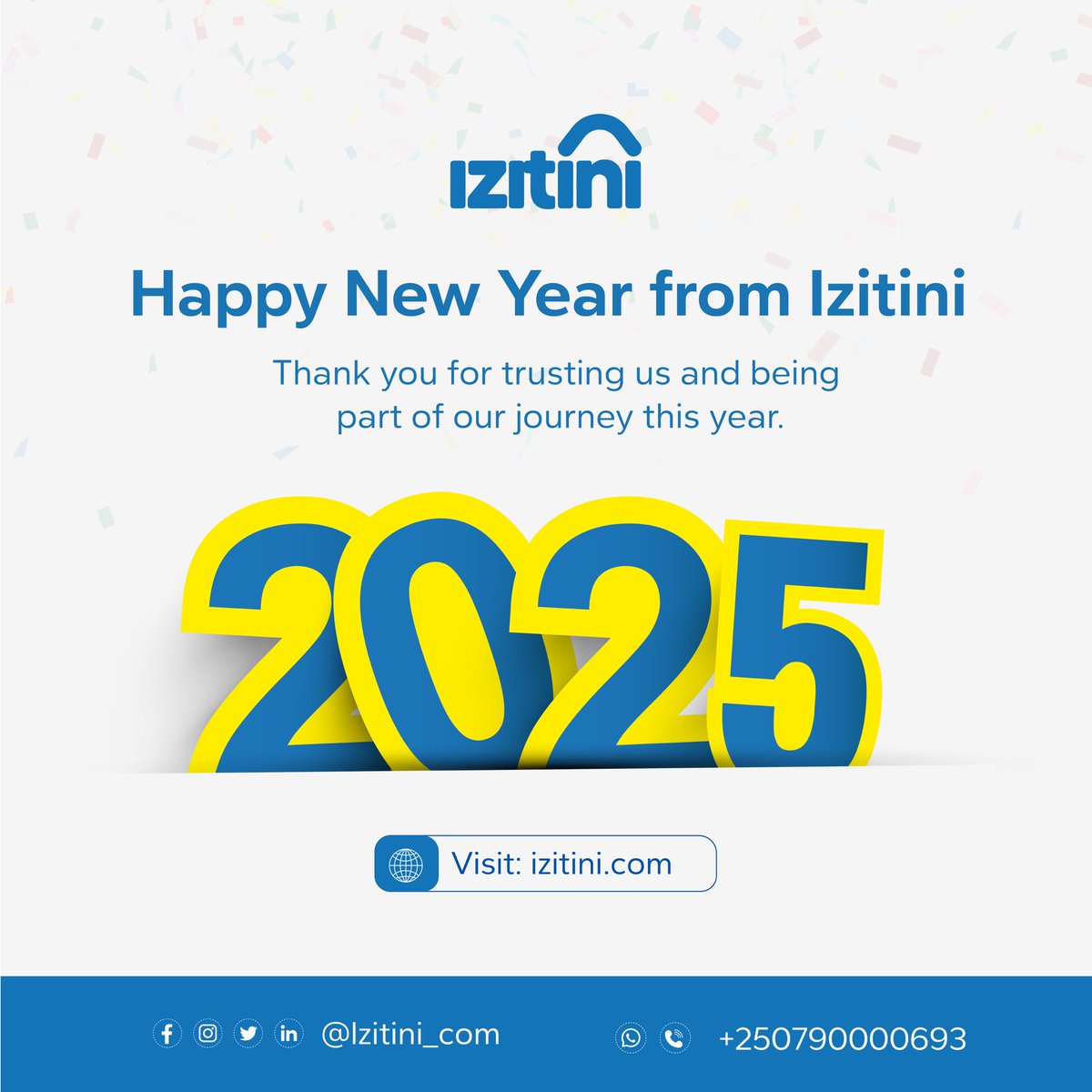 Izitini_com's tweet image. We wish you a Happy New Year 🎊🎈

As we step into 2025, we want to thank our clients and users who have been part of our growth this year.

Here’s to making construction easier in our new year.🥂

#BuildingMadeSimple #Izitini