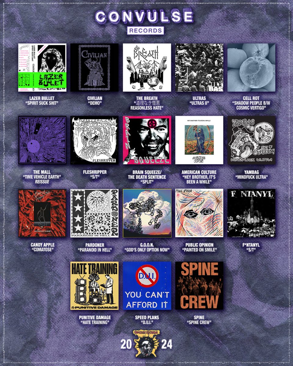Love to everyone that supported us in 2024. Convulse is and remains 100% DIY and volunteer run - that comes with its own set of ups and downs, and this year had plenty of both. It’s an honor to put out records for all of these bands, we’ll see you next year.