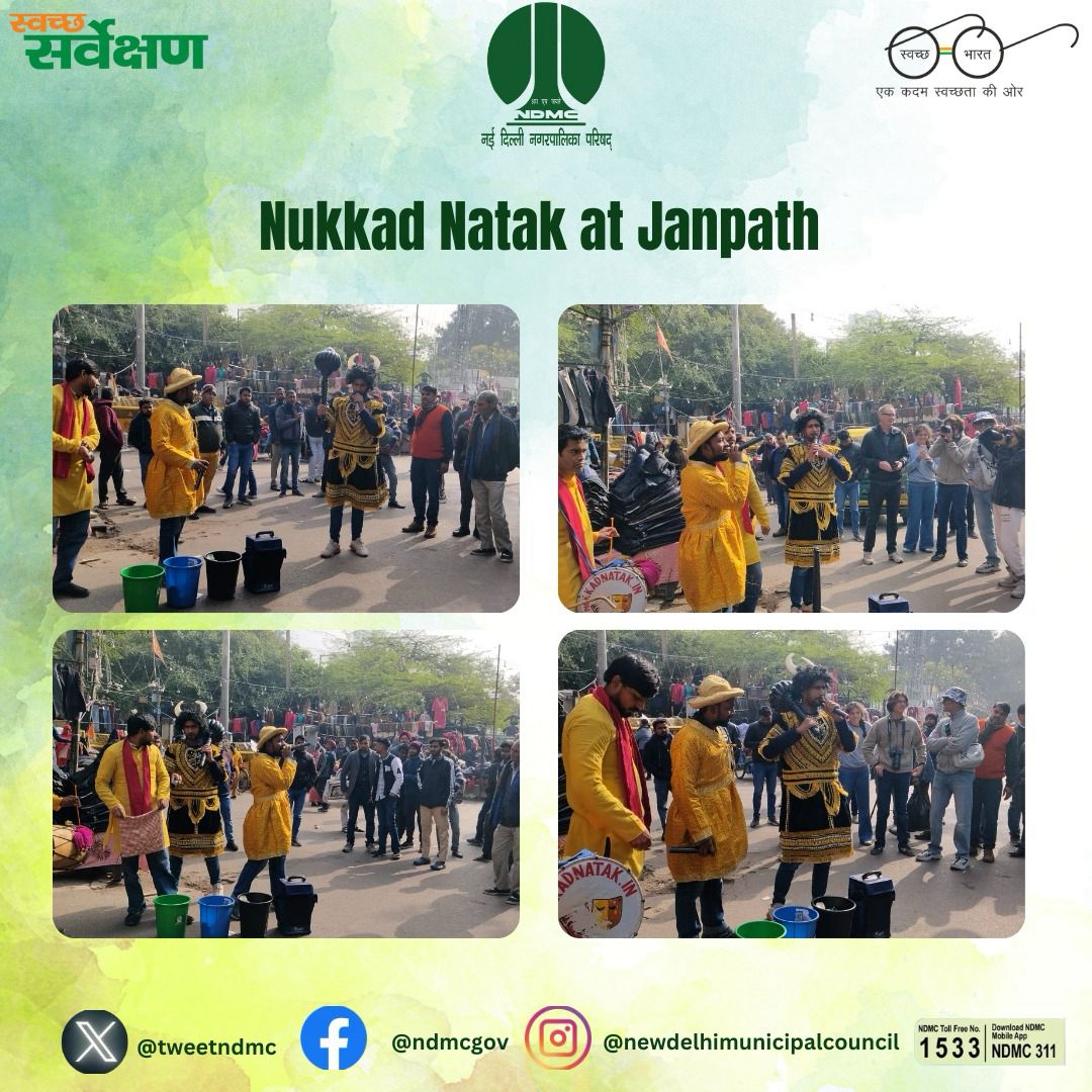 tweetndmc's tweet image. New Delhi Municipal Council organised an awareness activity at #Janpath Market through an #Nukkad Natak.✌️