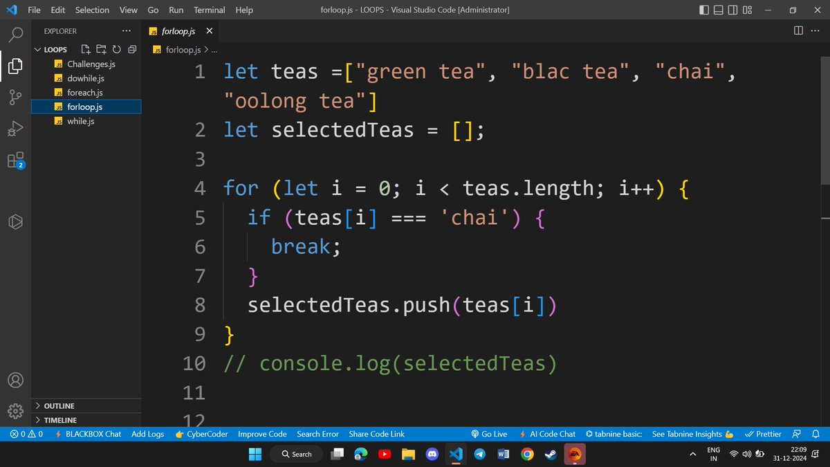 Faizanfrontend's tweet image. 🔴DAY-3 #100daysofcoding  #CodingJourney #hiteshdotcom #udemy 
- Started with JS already
- Learned about all types of loops in JS
- Completed with Loops quiz on Udemy
- Practiced some questions on loops
- Excited to move on to the next topic