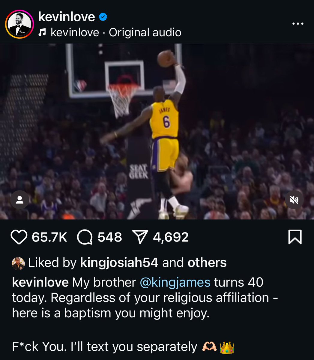 LegionHoops's tweet photo. Kevin Love’s birthday post to LeBron James yesterday 💀 https://t.co/5wgOJGqaeM