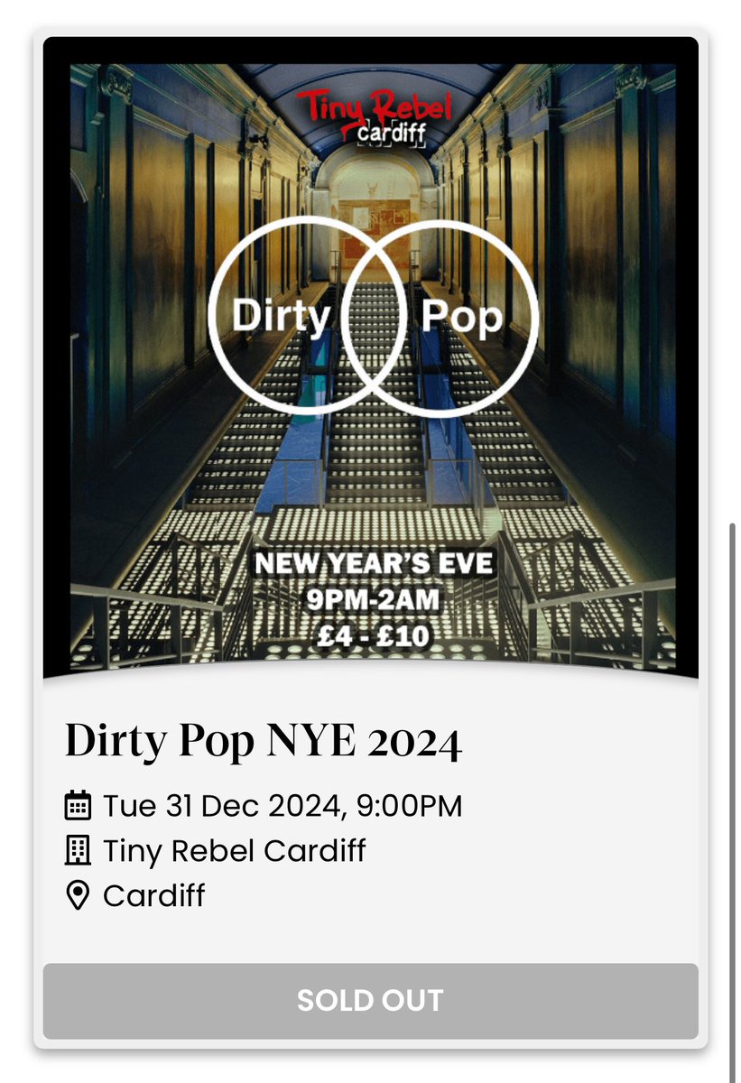 *SOLD OUT* 🙌🏻
See you on the dance floor from 9! 🪩
<a href="/TinyRebelCdff/">Tiny Rebel Bar Cardiff</a> 🥂