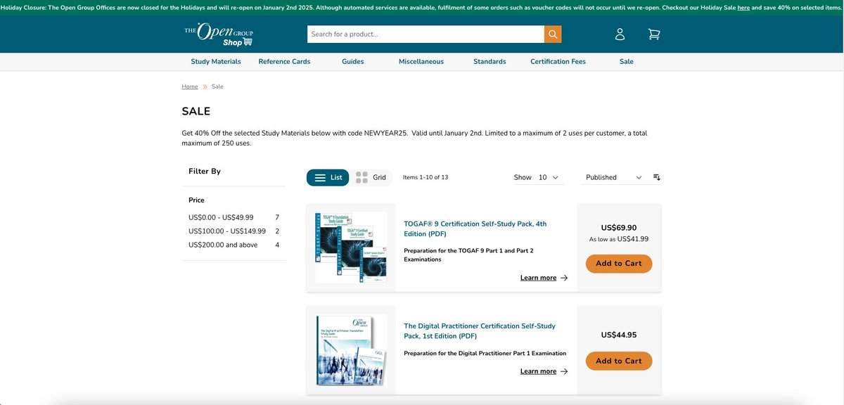 ArchiMate(R) (@archimate_r) on Twitter photo Don't miss out on <a href="/TheOpenGroup/">The Open Group</a> Holiday sale. Save 40% on selected Self-Study items shop.opengroup.org/sale #TOGAF #IT4IT #ArchiMate . Sale ends January 3rd Don't miss out on <a href="/TheOpenGroup/">The Open Group</a> Holiday sale. Save 40% on selected Self-Study items shop.opengroup.org/sale #TOGAF #IT4IT #ArchiMate . Sale ends January 3rd