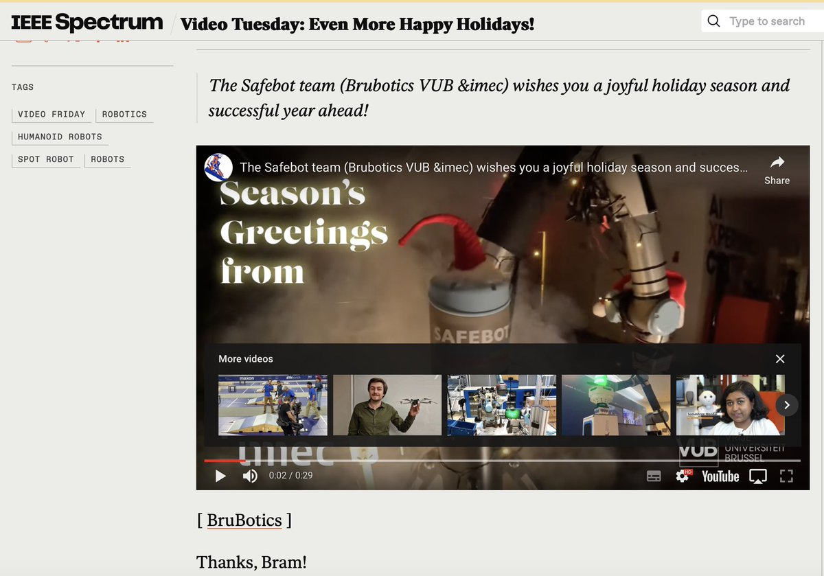 Bram Vanderborght (@bramvdborght) on Twitter photo Our <a href="/Brubotics/">BruBotics VUB</a> xmas video was featured on <a href="/IEEESpectrum/">IEEE Spectrum</a> #VideoFriday!
Best wishes for 2025!!
spectrum.ieee.org/video-friday-h…
<a href="/imecVlaanderen/">imec in Vlaanderen</a> <a href="/VUBrussel/">VUB</a> <a href="/cfscholz/">Constantin Scholz</a> Our <a href="/Brubotics/">BruBotics VUB</a> xmas video was featured on <a href="/IEEESpectrum/">IEEE Spectrum</a> #VideoFriday!
Best wishes for 2025!!
spectrum.ieee.org/video-friday-h…
<a href="/imecVlaanderen/">imec in Vlaanderen</a> <a href="/VUBrussel/">VUB</a> <a href="/cfscholz/">Constantin Scholz</a>