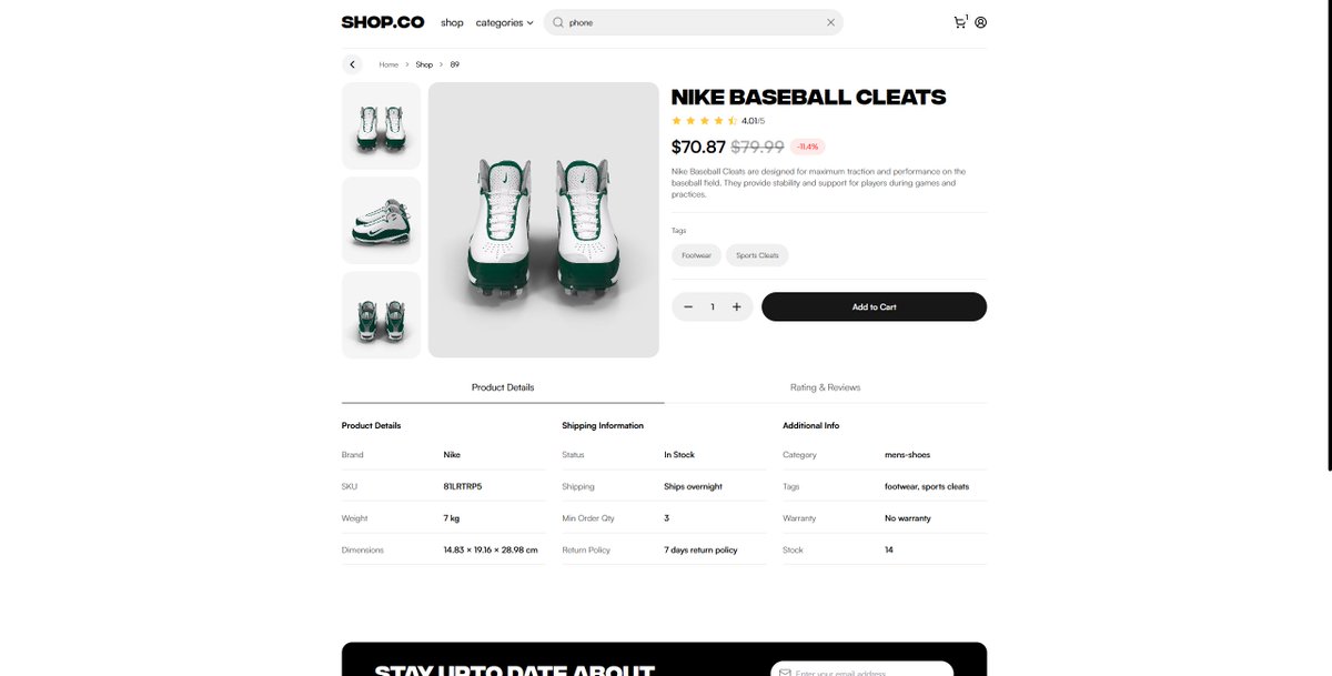 EjemenIboi's tweet photo. Project 2
SHOP. CO Ecommerce Store 🛒 
This is sort of a dummy e-commerce website built data  from #DummyJSON API and design from #figma community (link in project). 
Note: It is not a real online store and no actual transactions can be made. 
🔗 Link in Thread https://t.co/jL3H5m9y35