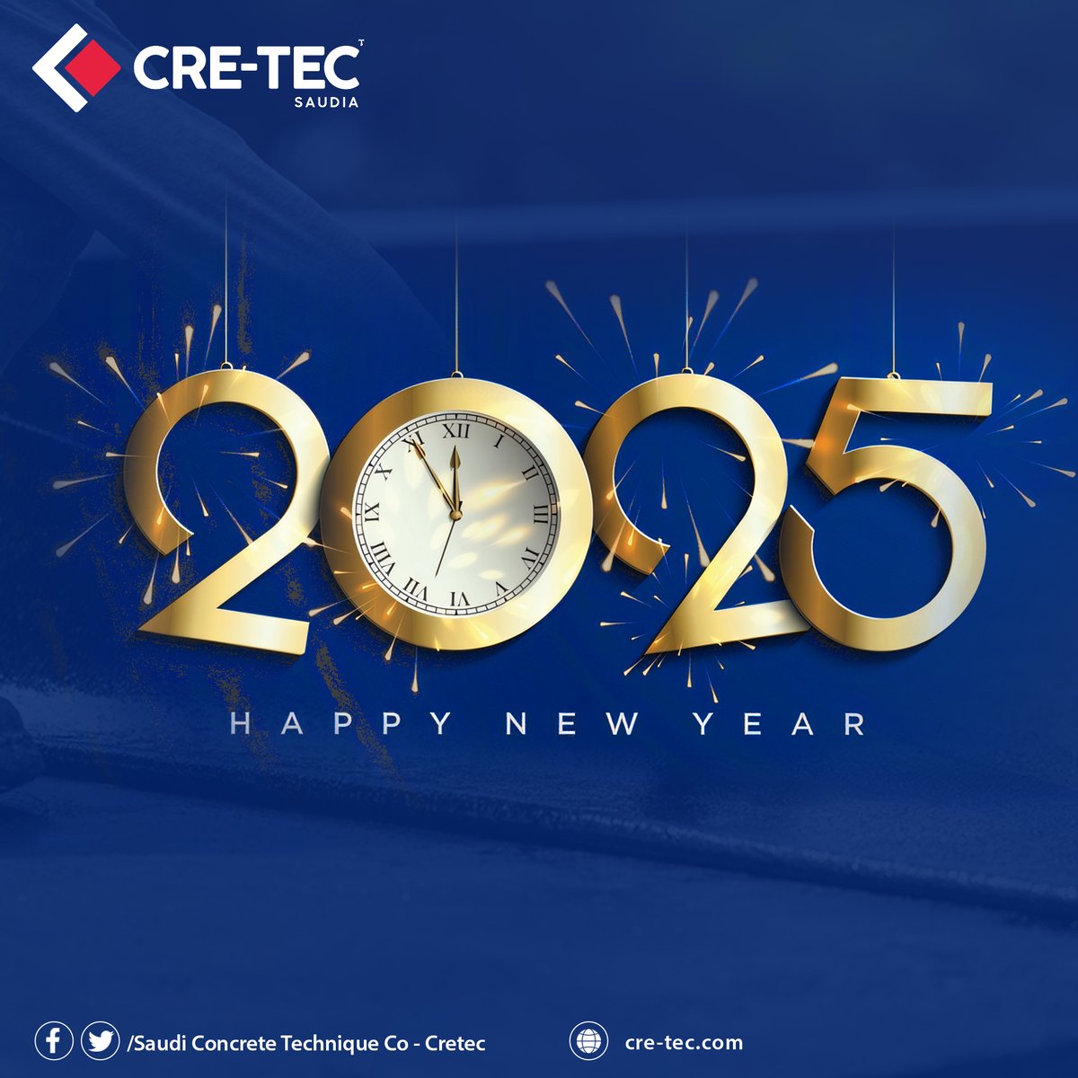 ConcreteSaudi's tweet photo. Happy New Year from all of us at CRE-TEC! 🎉✨ As we welcome a new chapter, we reflect on 24 years of excellence and innovation in construction. Here's to a year full of growth, success, and new achievements. Thank you for being part of our journey. #HappyNewYear #CRETEC https://t.co/qwlRvA4PKa
