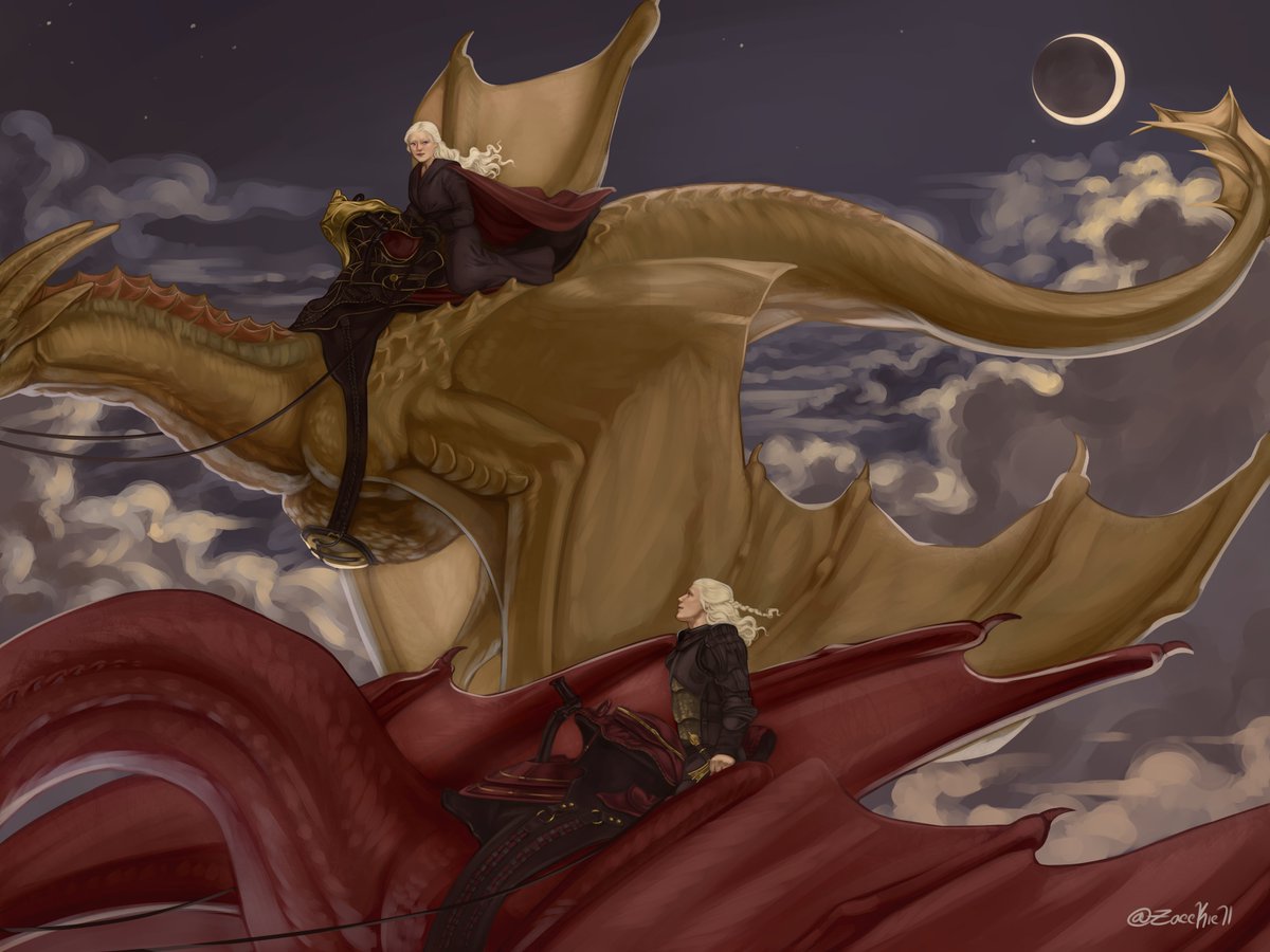 Zacckiell's tweet image. Rhaenyra and Daemon
Commission for @daenerys2019_k &lt;3
#Daemyra #ASOIAF #HouseoftheDragon #Commission