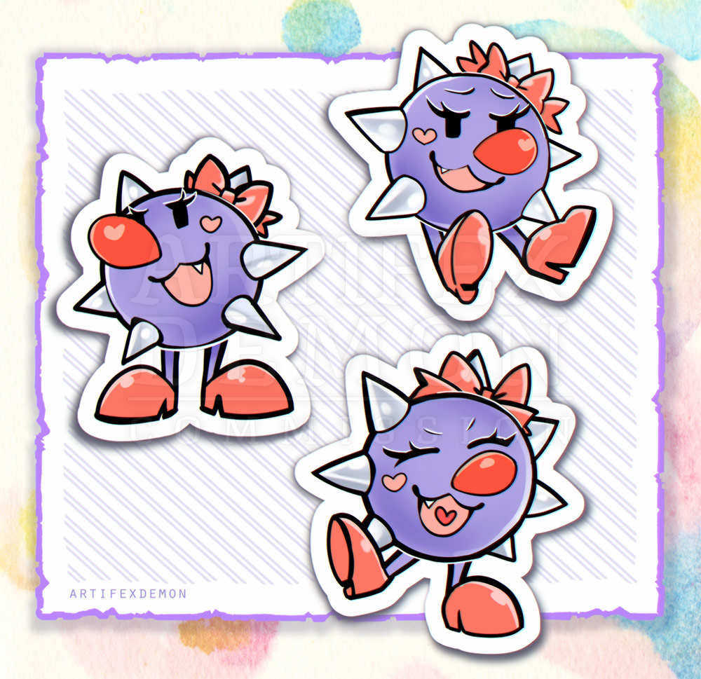 Fun little mascot design I've been cooking up for thezeldazone on bsky to round off the year :-) def won't be the last you see of her!!

comm info: vgen.co/artifexdemon
#mascot #mario #illustration #characterdesign