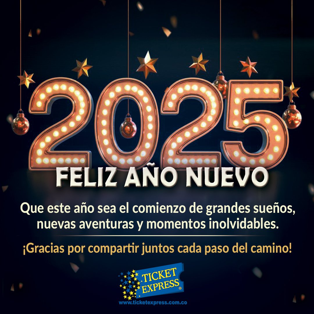 🤩Que este año sea el comienzo de grandes sueños, nuevas aventuras y momentos inolvidables.🌟

🙌¡Gracias por compartir juntos cada paso del camino! 🙏

🎟️ticketexpress.com.co🎟️ <a href="/ticketexpressco/">Ticket Express Eventos Colombia</a>