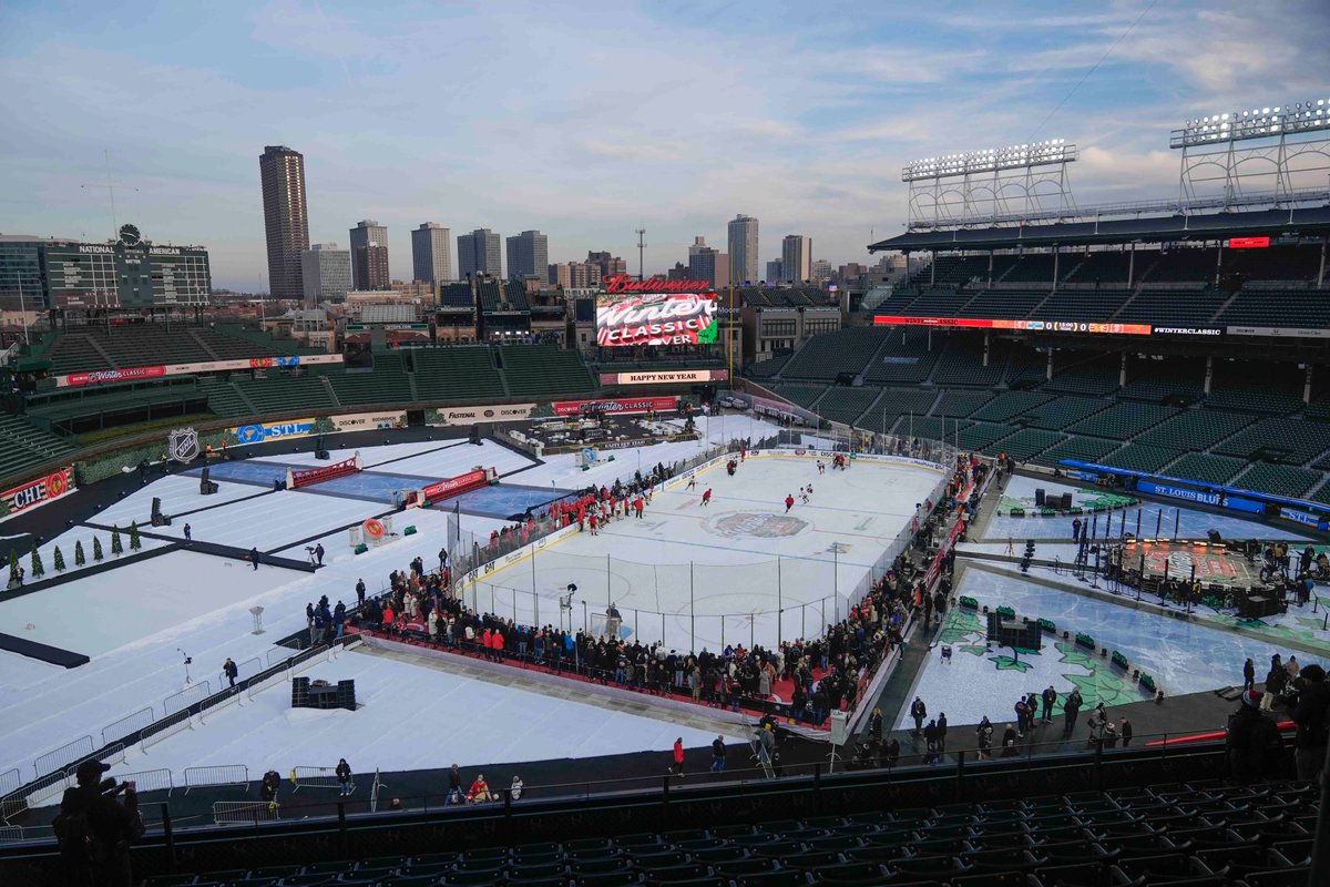 MLB's tweet photo. Wrigley Field on ice ❄️

#WinterClassic https://t.co/vsv5sl0I02