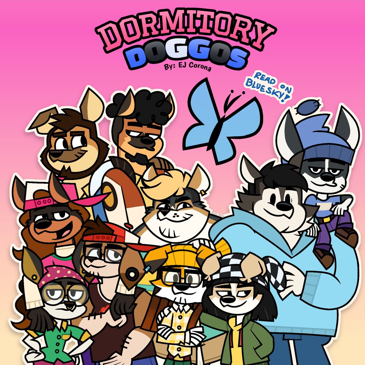 Golden_Emazing's tweet photo. Coming here to post this little poster I made as my last art post of 2024!

#DormitoryDoggos (only on Bluesky and Tumblr) https://t.co/Ax07WVXuAx