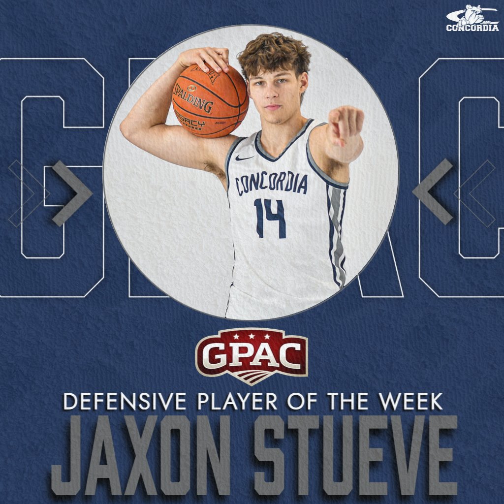 🏀 <a href="/JaxonStueve/">Jaxon Stueve</a> 

🏅 GPAC Defensive Player of the Week

📊 11 points and 4 steals in <a href="/CUNEmbb/">Concordia-NE Men’s Basketball</a>'s 89-55 win over MidAmerica Nazarene.

🔗 cune.edu/athletics/team…