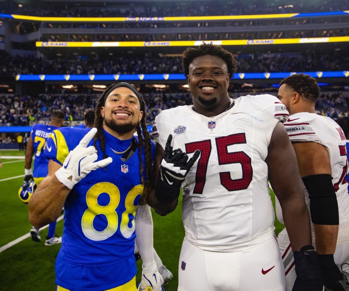 Former Longhorns Jordan Whittington and Christian Jones had the chance to link up after the Rams played Arizona on Sunday 
#HookEm | #Texas