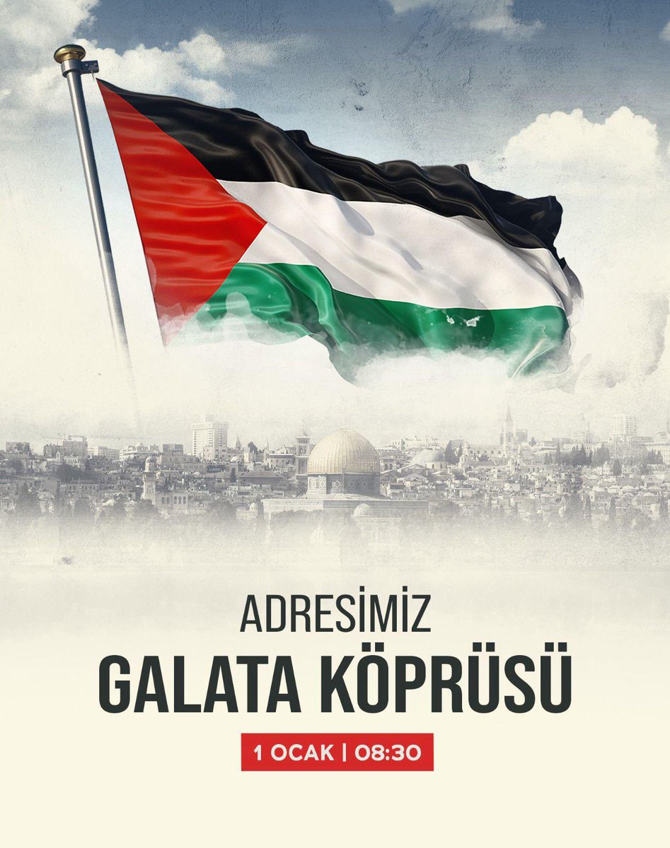 grupaksiyon's tweet photo. Filistin’in gözyaşları denize dökülse, tüm dünyayı boğar!
Bu zulme dur demek için 1 Ocak’ta tek yürek oluyoruz.
Adresimiz Galata Köprüsü
🗓️ Tarih: 1 Ocak 2025
🕒 Saat: 08.30
📍 Yer: Galata Köprüsü https://t.co/UulGz13vEp