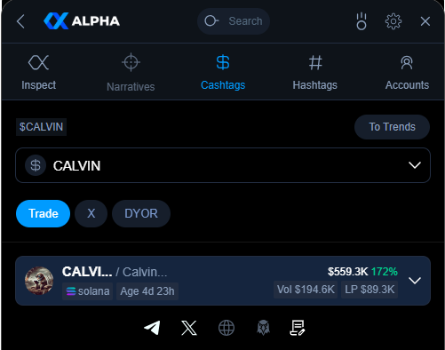 0x_legendd's tweet photo. Sounds like you're all in on $CALVIN!  
Excited to see the AI-powered memecoin revolution unfold.
Can’t wait to see how the viral videos and calls take off. Let’s make those bags heavy!

#DYOR and Track the future trends on $XALPHA https://t.co/aCf9eJdRHC