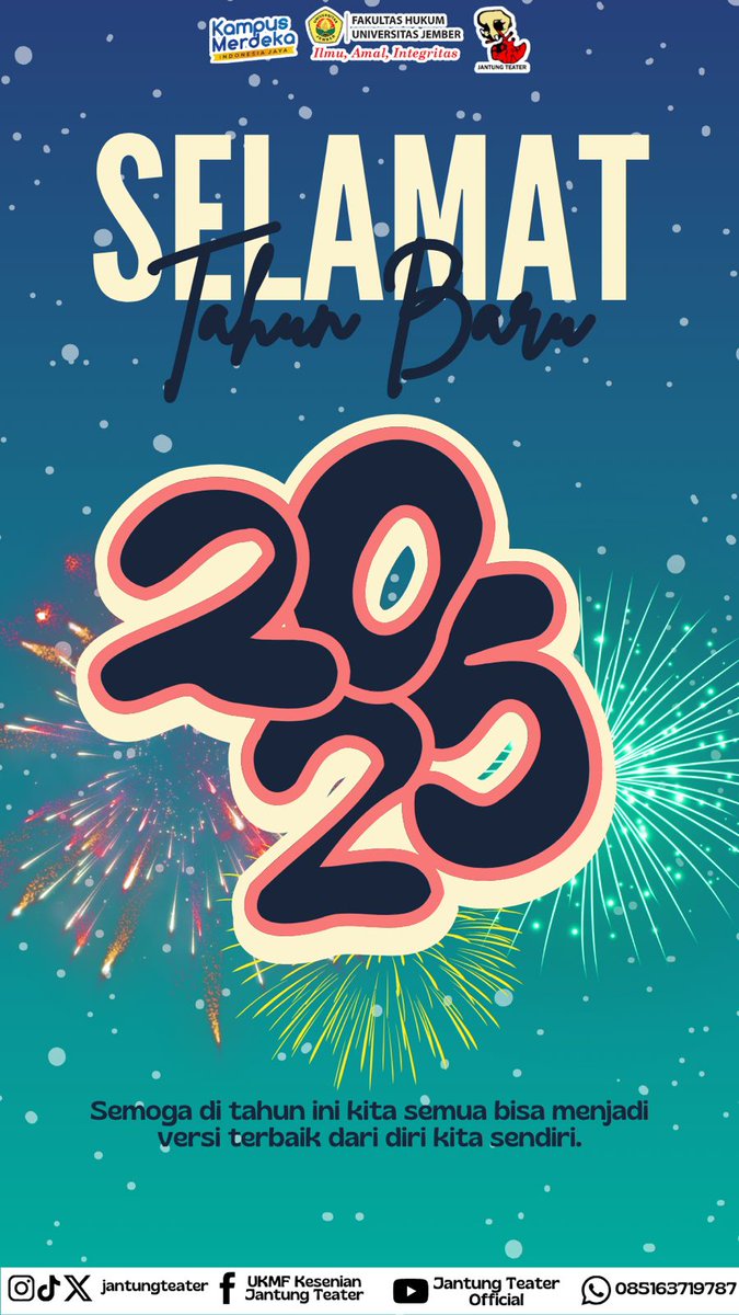 Selamat Tahun Baru 2025! Mari kita sambut tahun baru dengan semangat berkarya dan menciptakan keindahan melalui seni.  Mari warnai 2025 dengan karya-karya yang menginspirasi. Sekali lagi Selamat Tahun Baru janterians! 🌟